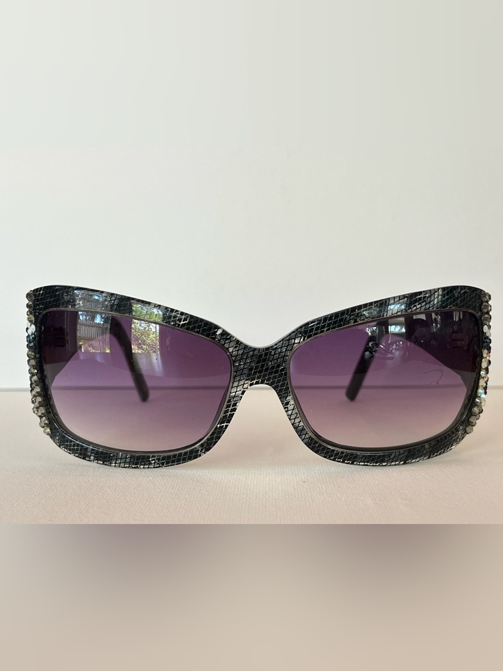 Jimmy Crystal GL840 C50 Swarovski Butterfly Oversized Sunglasses Black